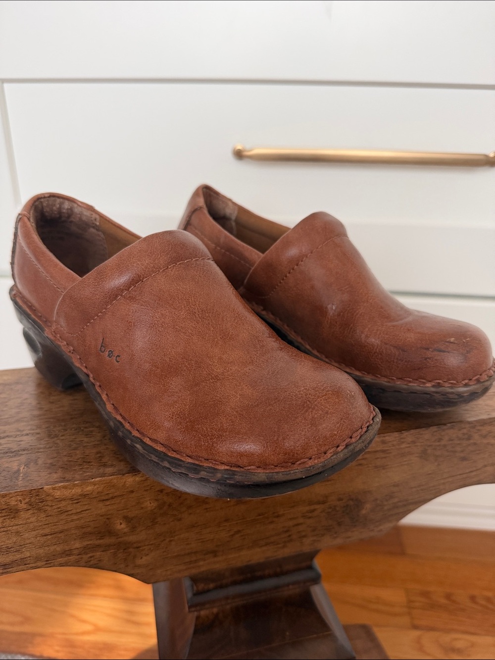 b.o.c. Brown Leather Slip-On Clogs